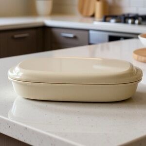 Vintage LittonWare 10" Oval Microwave & Oven Ceramic Casserole Dish with Lid